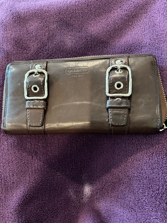 Coach Handbags - Coach Dark Brown Leather Wallet